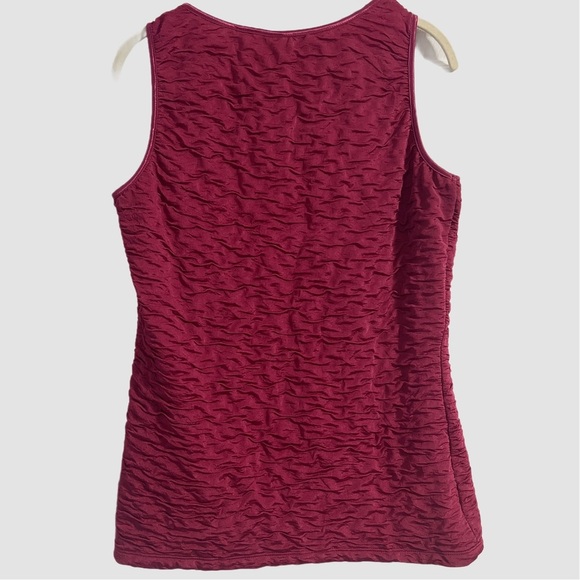 New Directions Fuchsia Dressy Textured Tank Top Satin Trim Size Large - Picture 3 of 5